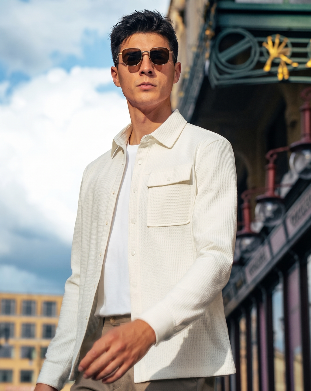 Minimal Workwear Style All-Season Men Shirt Jacket