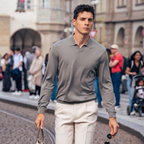 Slim Fit Quiet Luxury Wool Knit Polo Top