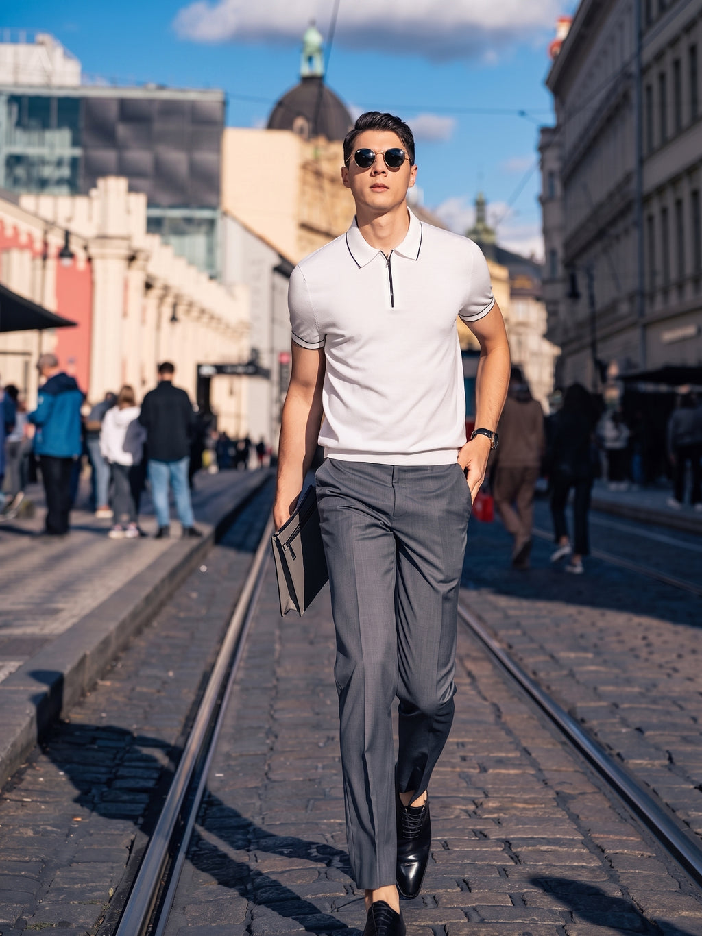 Quiet Luxury Trim Collar Zip Polo