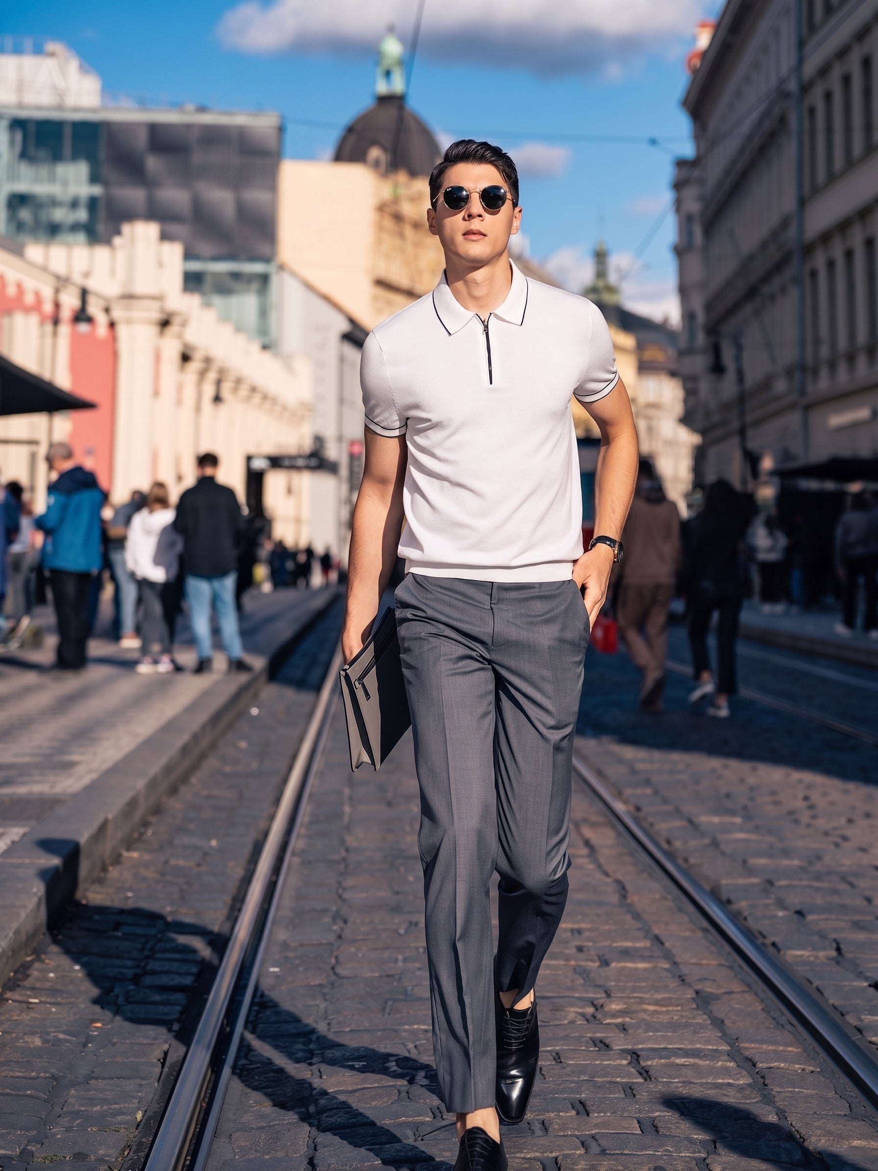 Quiet Luxury Trim Collar Zip Polo
