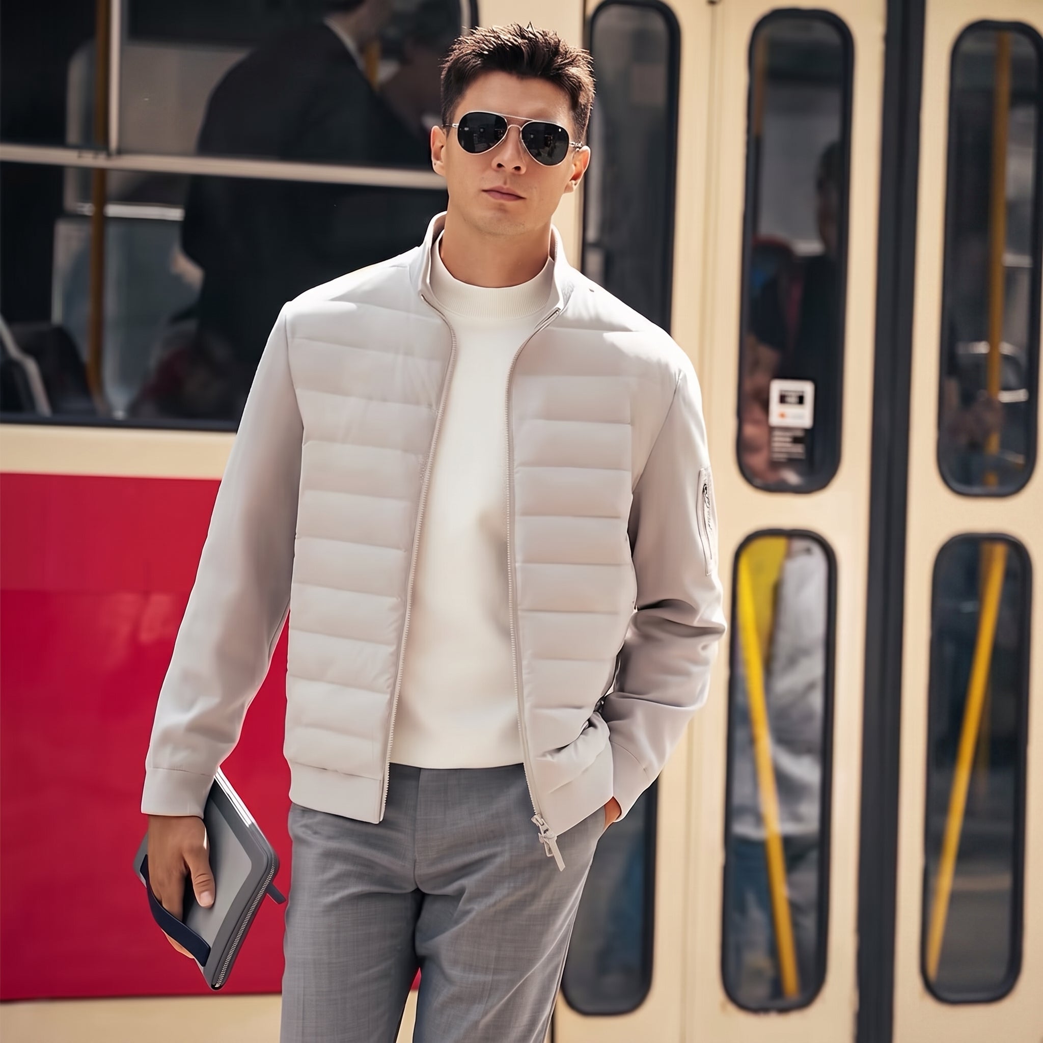 Stand Collar Spliced Light Down Jackets