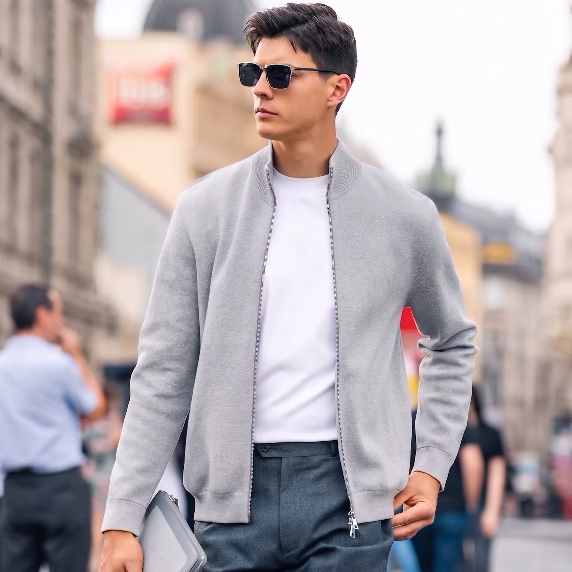Zip Stand Collar Soft Knit Jackets