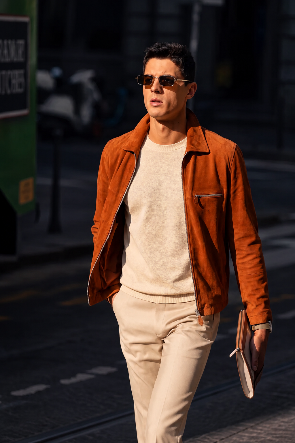 Suede Zip Leather Jacket