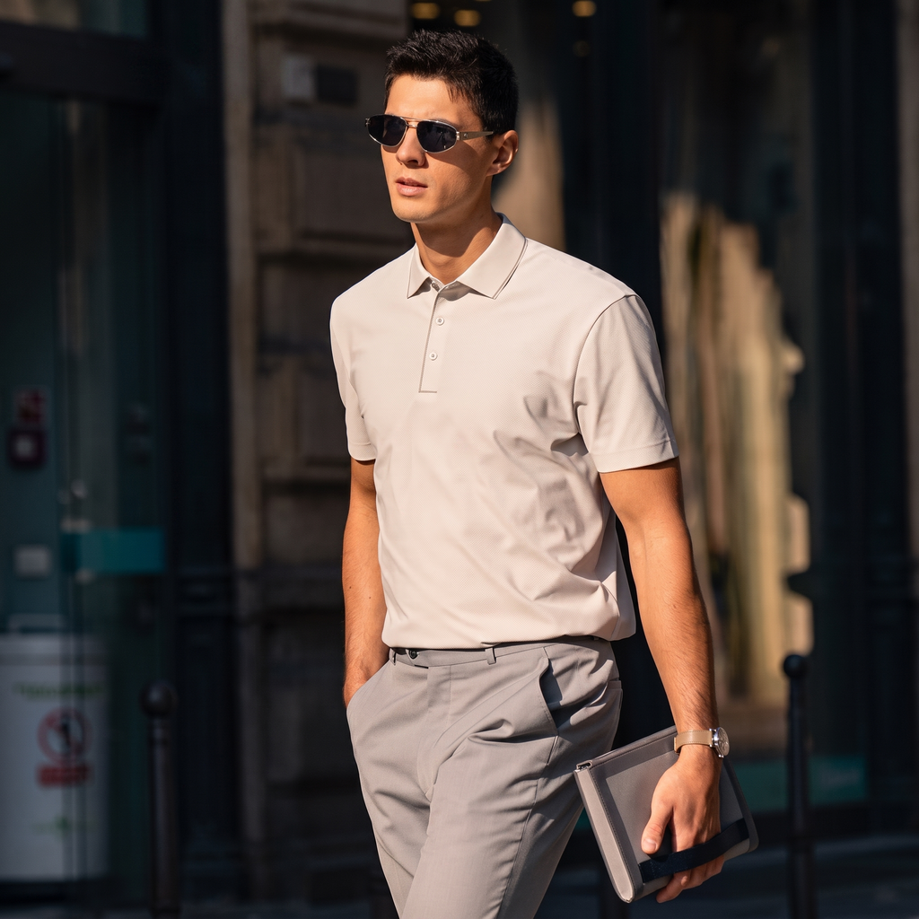 Minimal Clean Lapel Business Gentleman Polo Tee