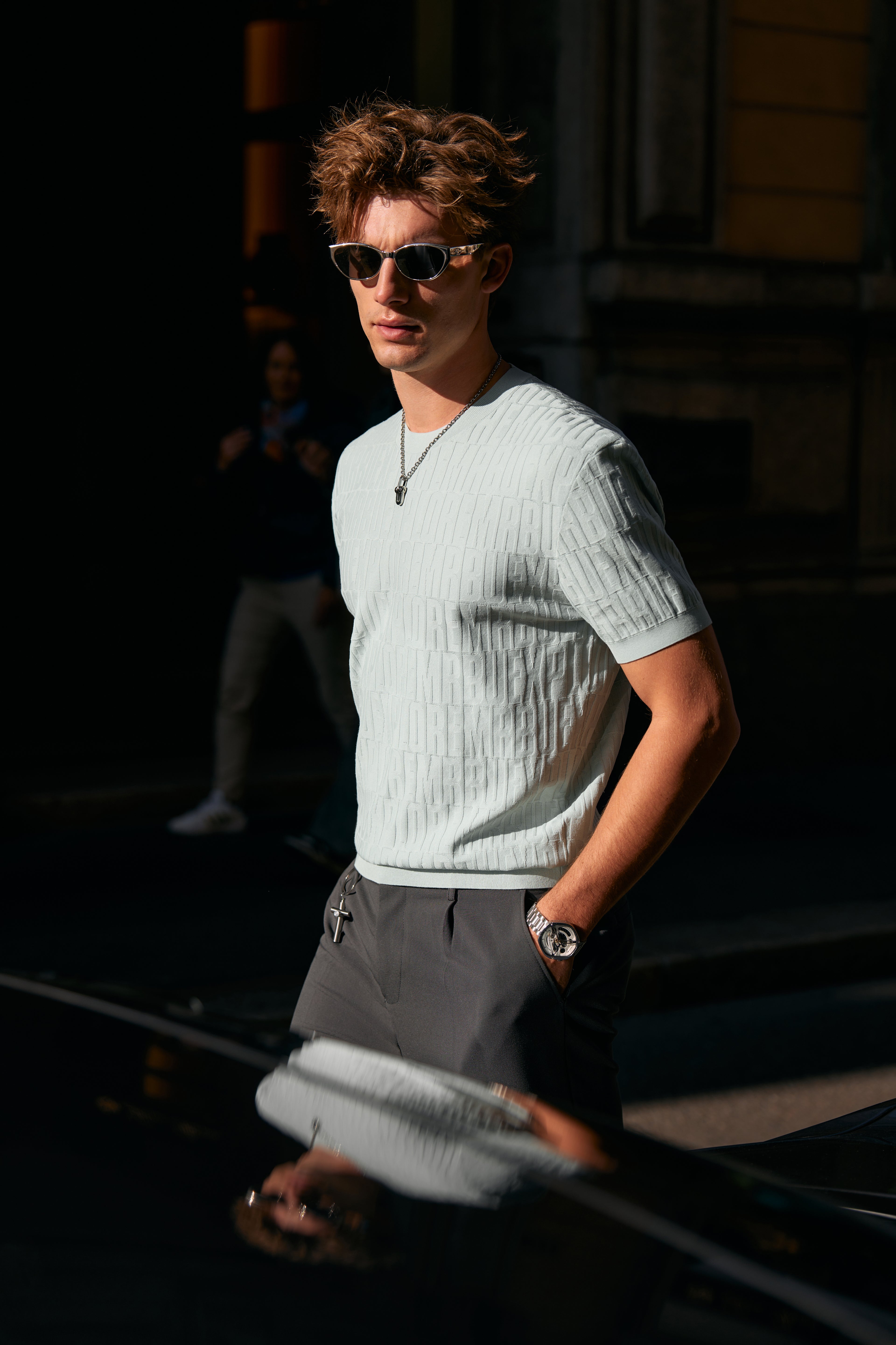 Jacquard Texture Knit T-Shirt