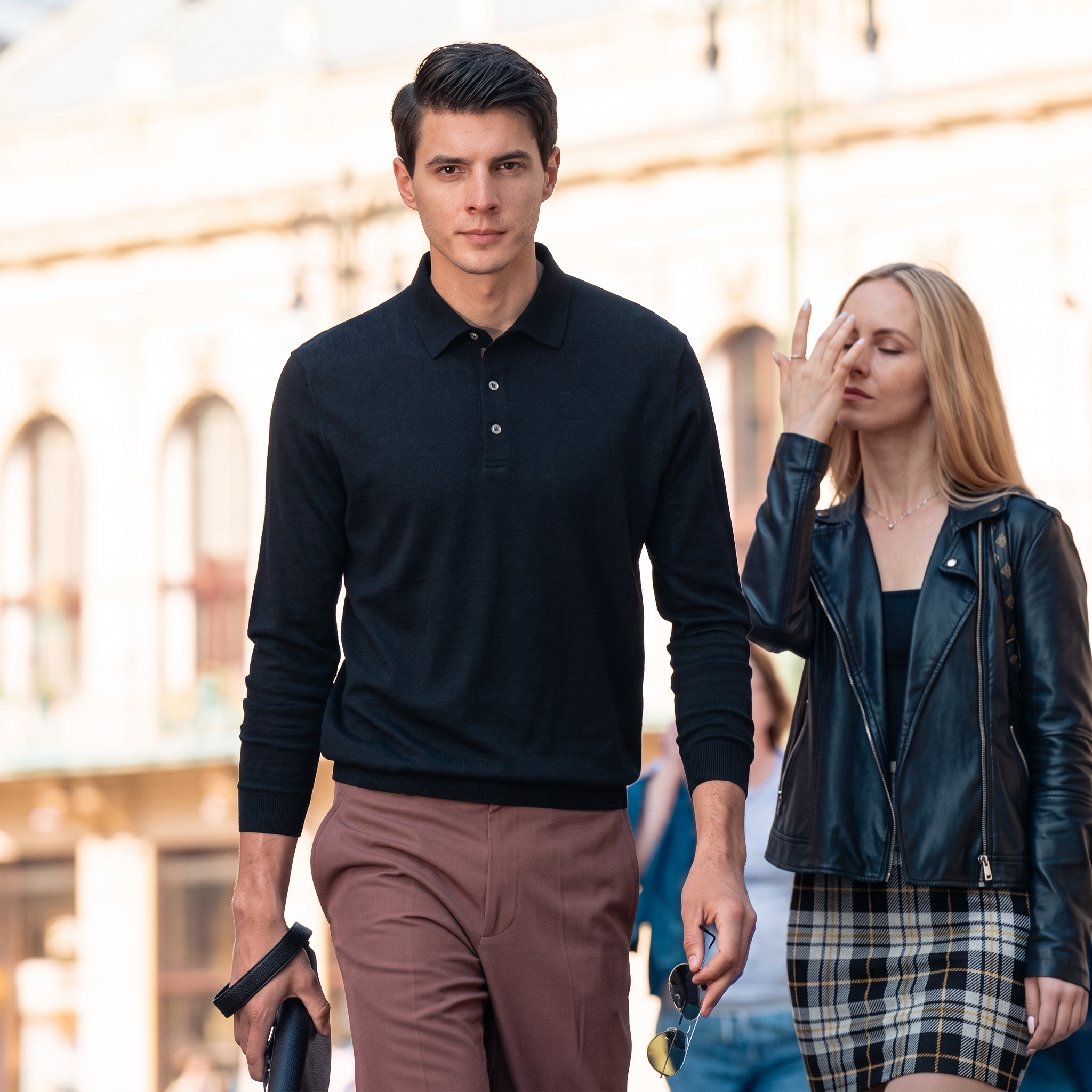 Long Sleeve Wool Polo Sweater