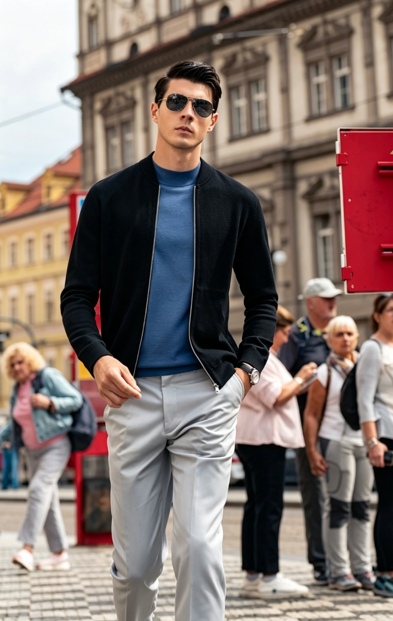 Bomber Collar Full Zip Knit Jackets
