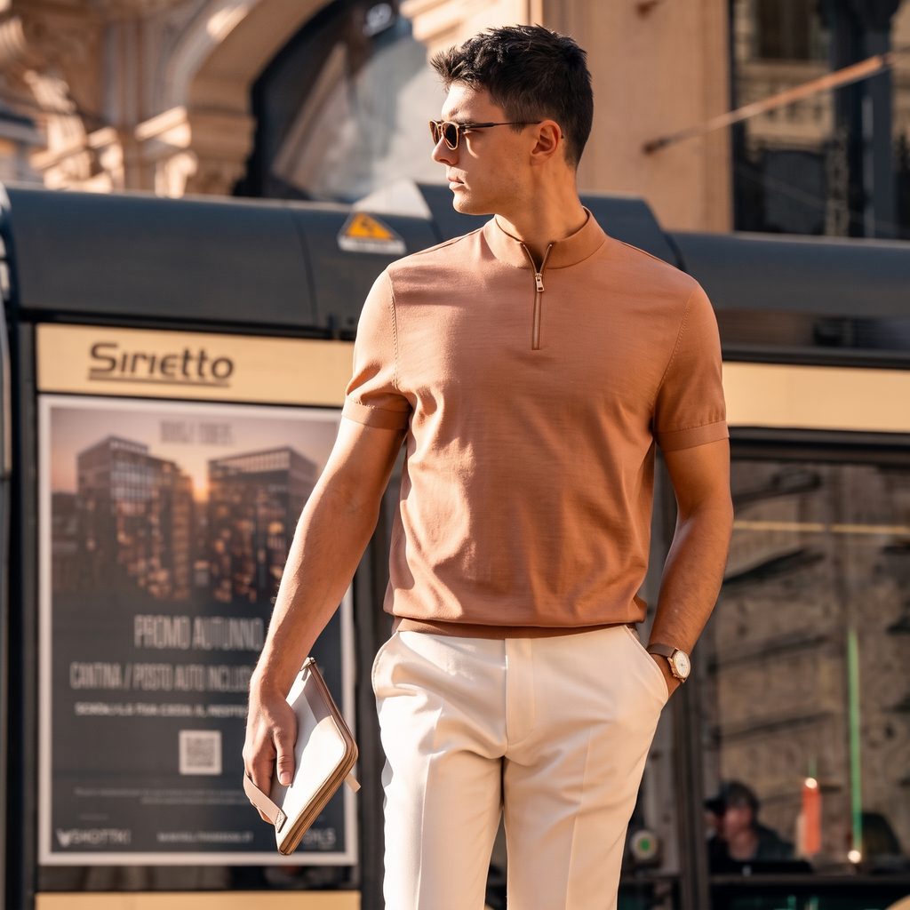Minimal Layered Zip Neck High-End Polo
