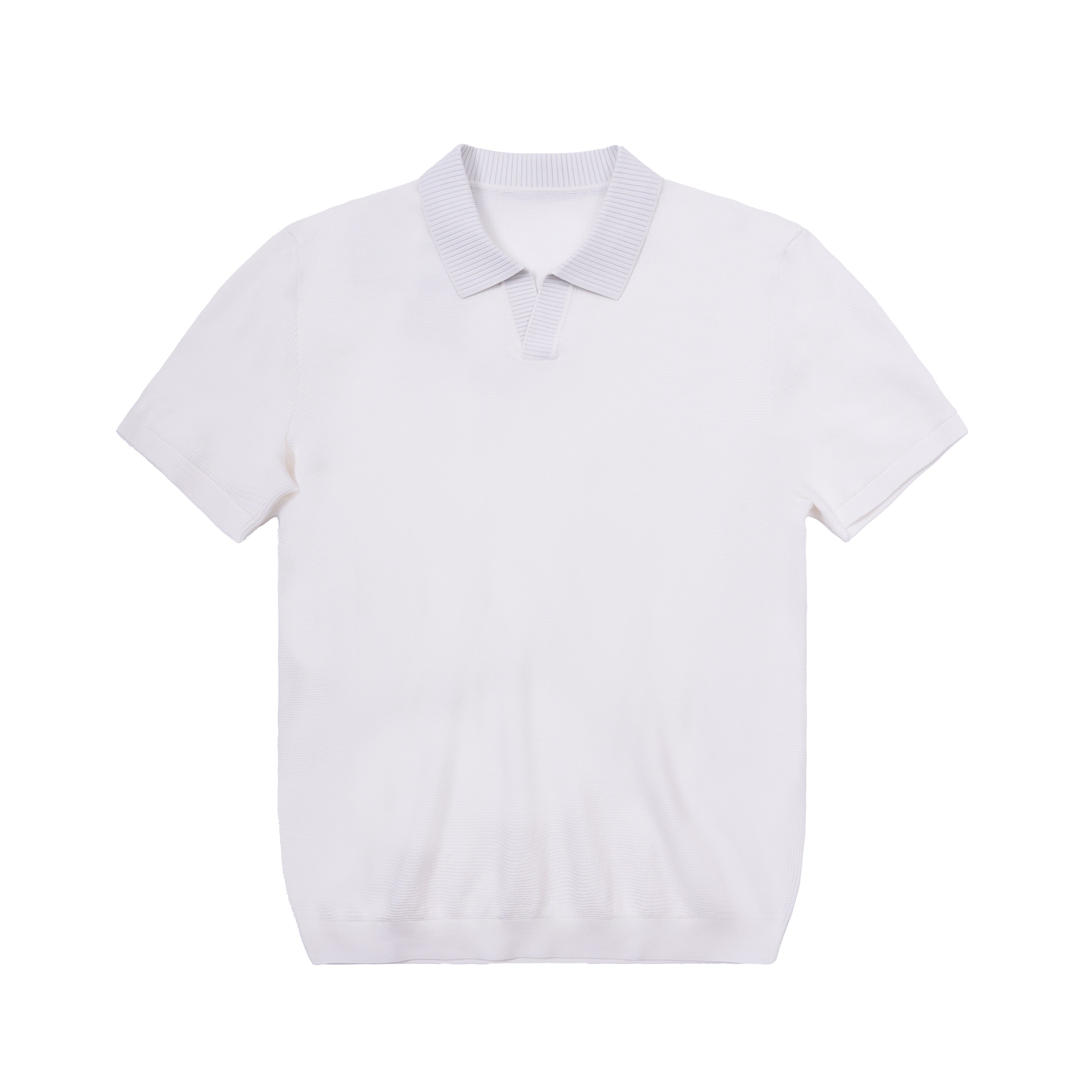 Waffle Texture Open Collar Knit Polo
