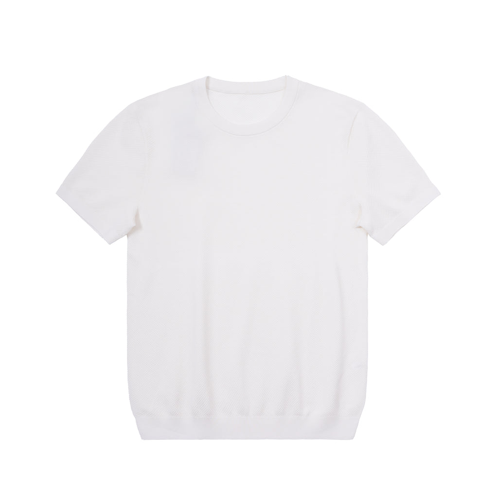 Jacquard Openwork Knit Crewneck T-Shirt
