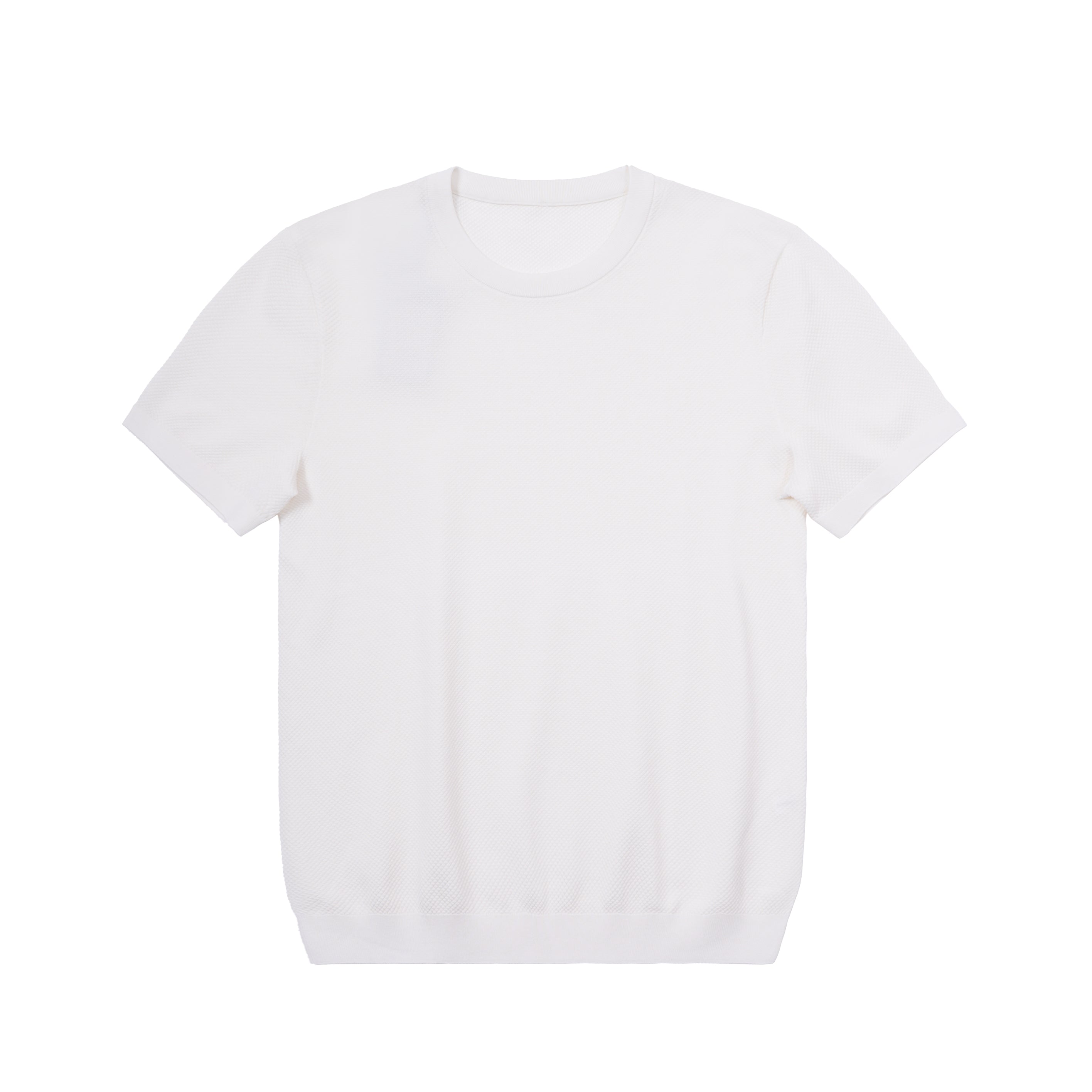 Jacquard Openwork Knit Crewneck T-Shirt