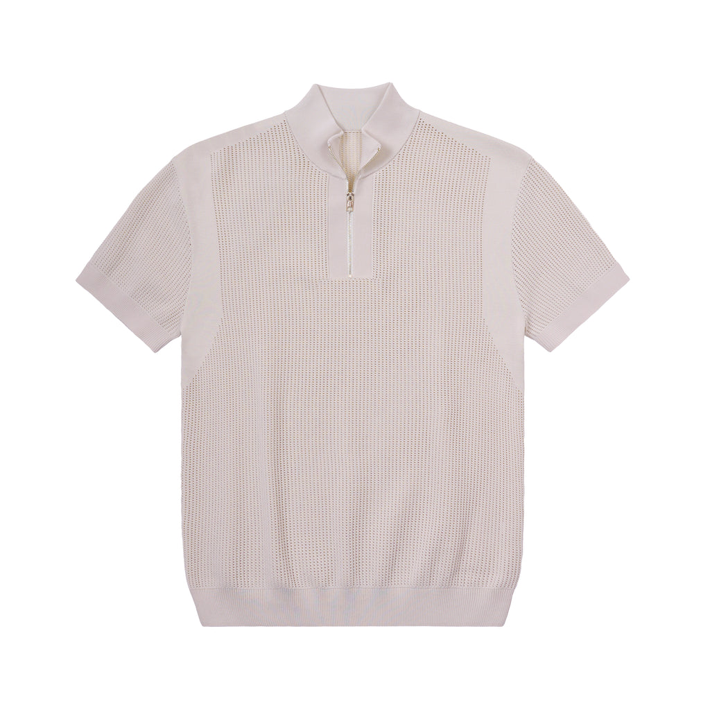 Zip Mock Neck Knit Polo