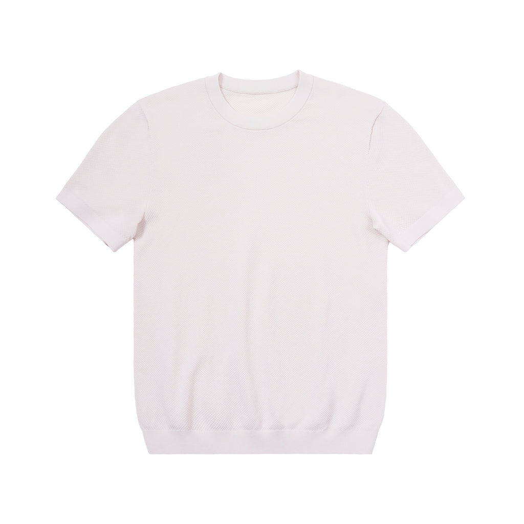 Jacquard Openwork Knit Crewneck T-Shirt