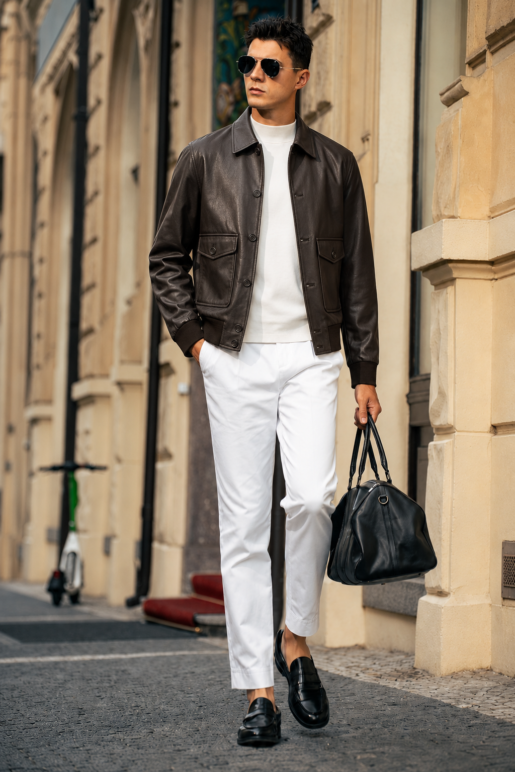 Goatskin Leather Blouson Jacket