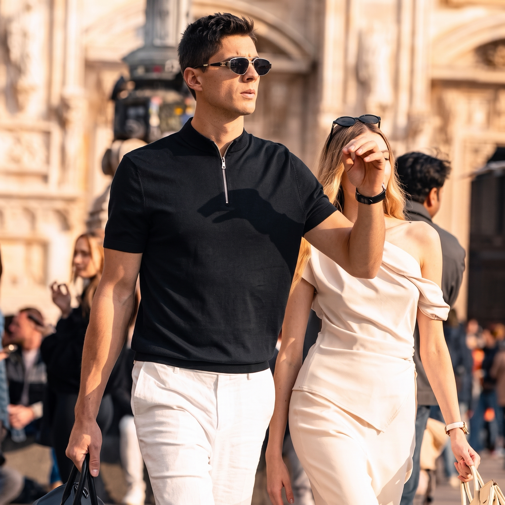 Minimal Layered Zip Neck High-End Polo