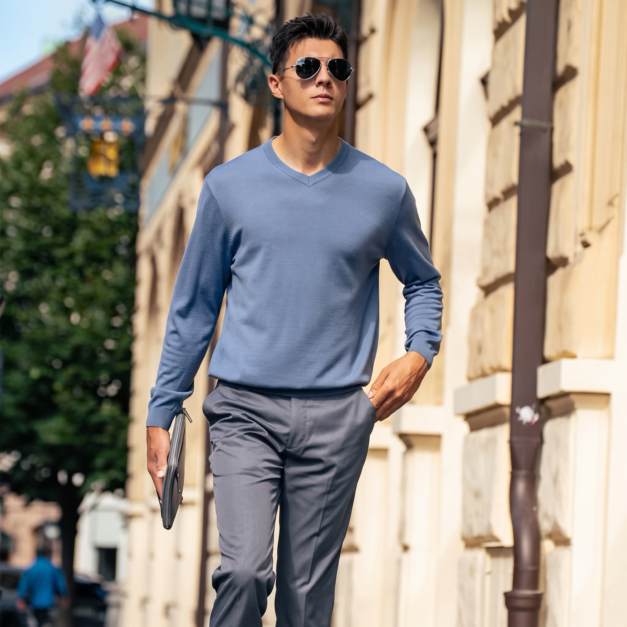 V-Neck Fine Wool Sweater