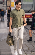 Soft Silhouette Neutral Tone Luxury Men Polo