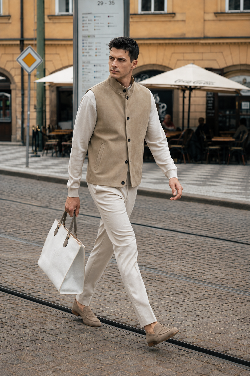 Suede Stand-Collar Vest