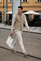 Suede Stand-Collar Vest