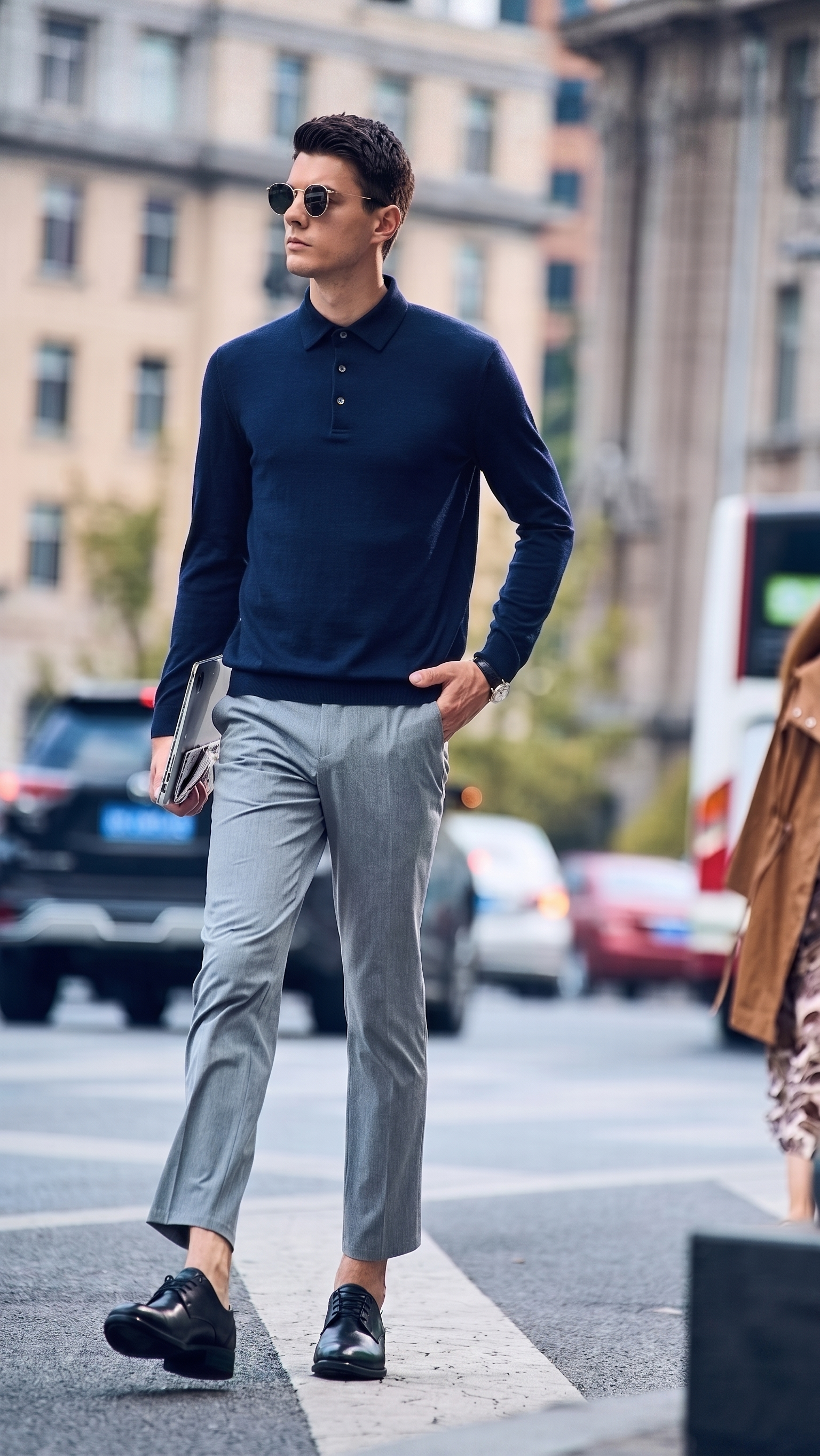 Long Sleeve Wool Polo Sweater