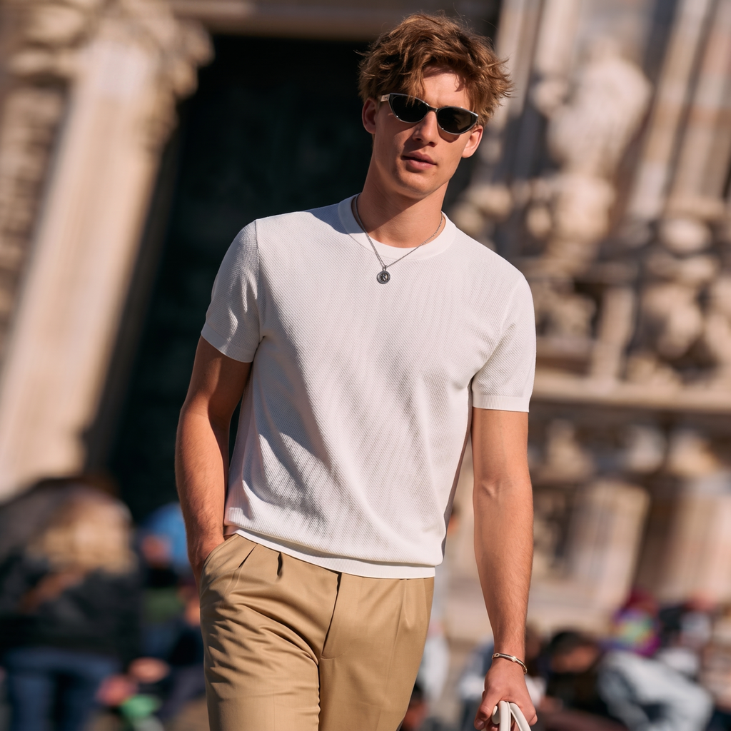 Breathable Textured Quiet Luxury Men T-Shirt
