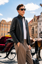 Lambskin Quilted-Collar Leather Jacket