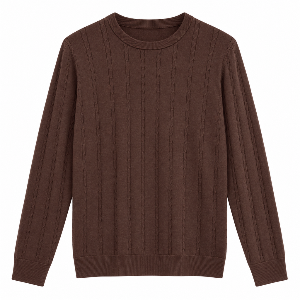 Pure Wool Textured Crewneck Knit Sweater