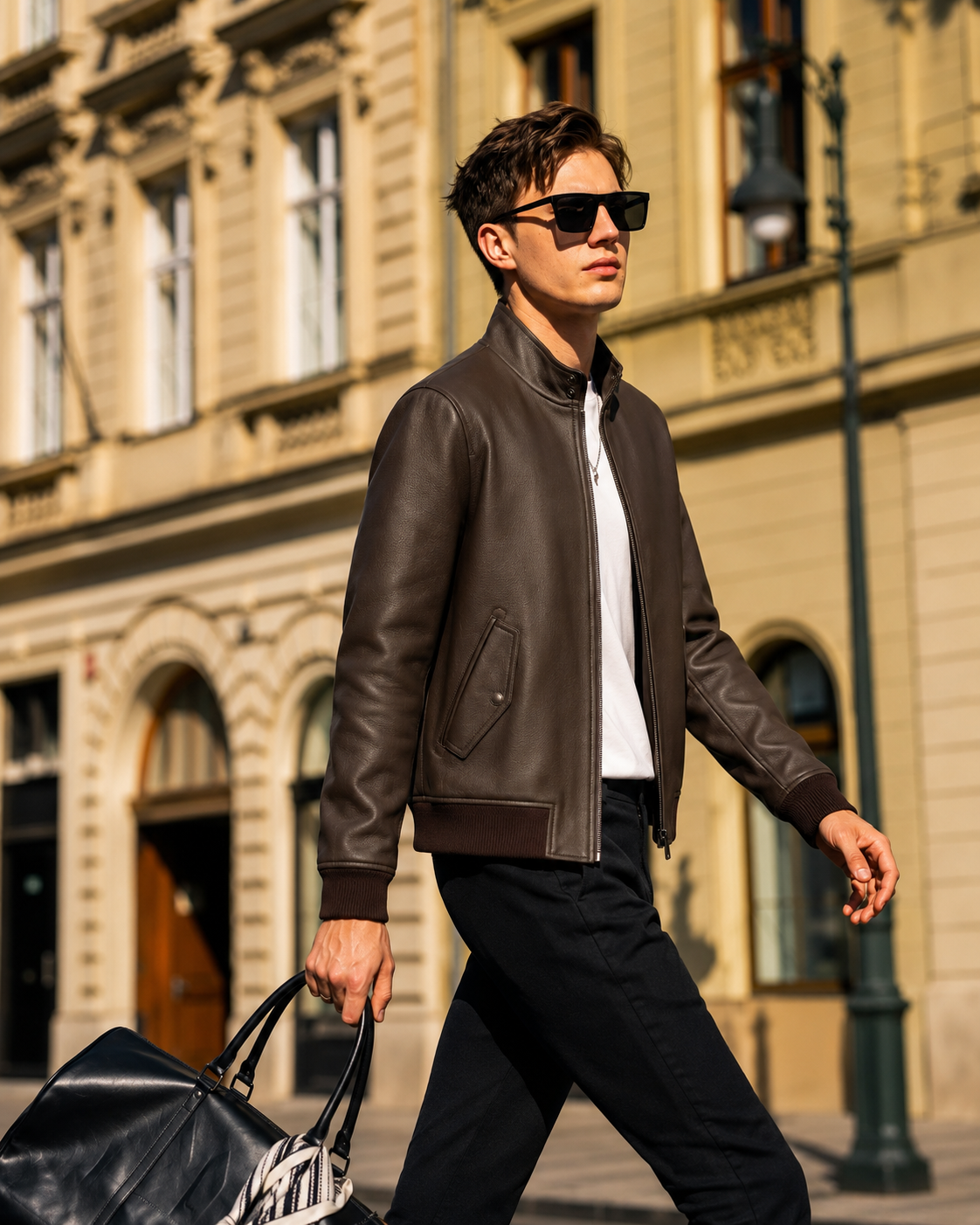 Lambskin Stand-Collar Blouson Jacket