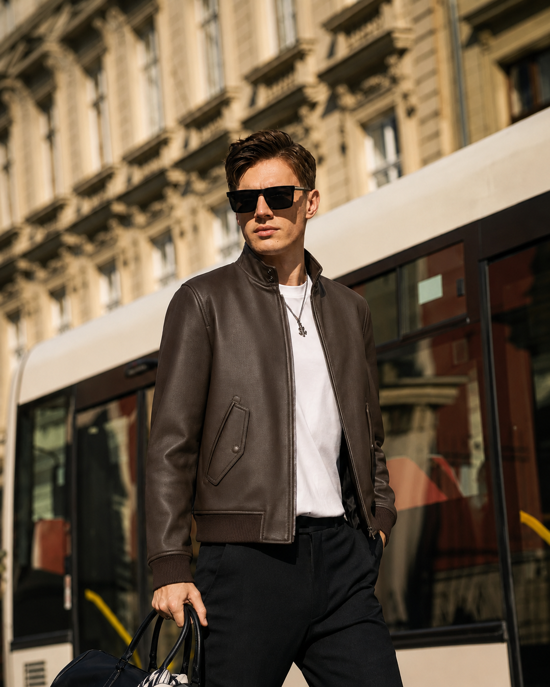 Lambskin Stand-Collar Blouson Jacket