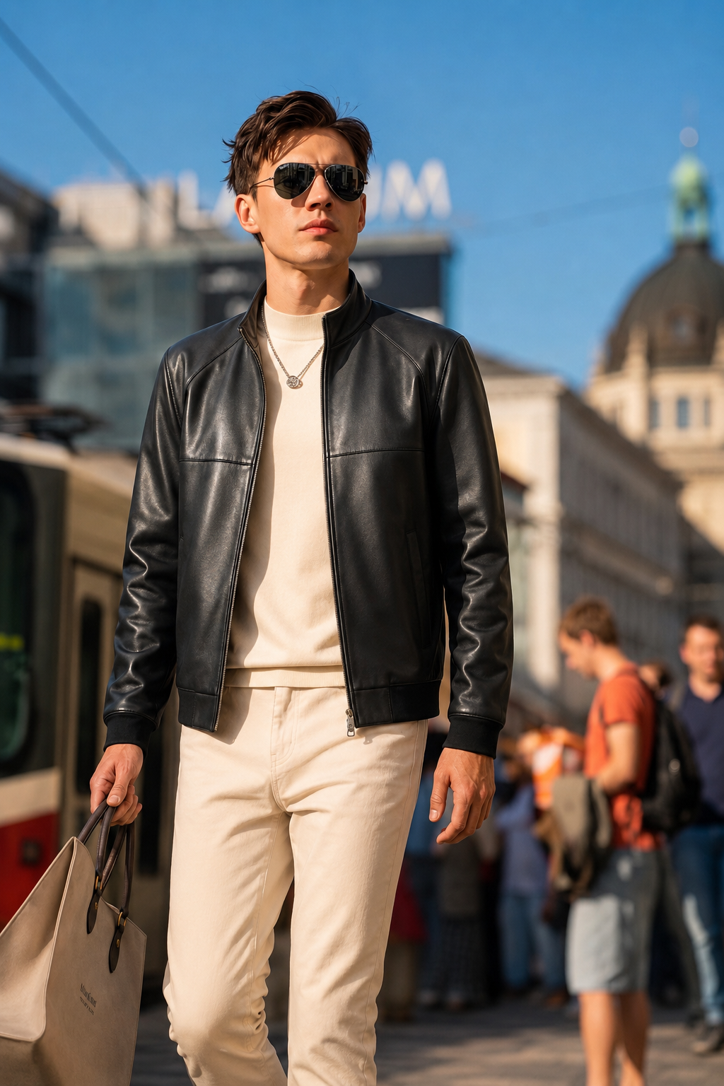 Lambskin Stand-Collar Jacket