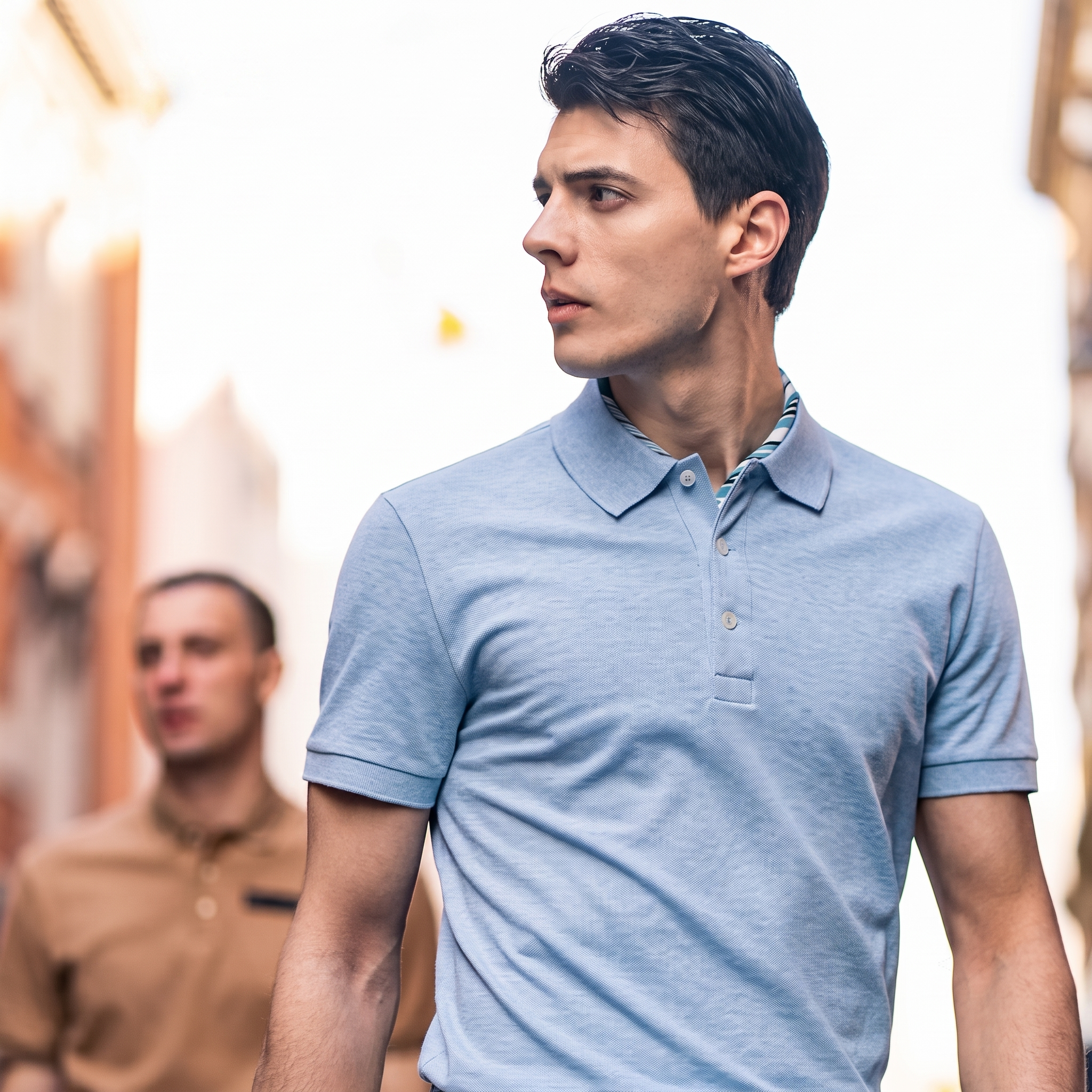 Heather Texture Luxury Three-Button Collared Polo
