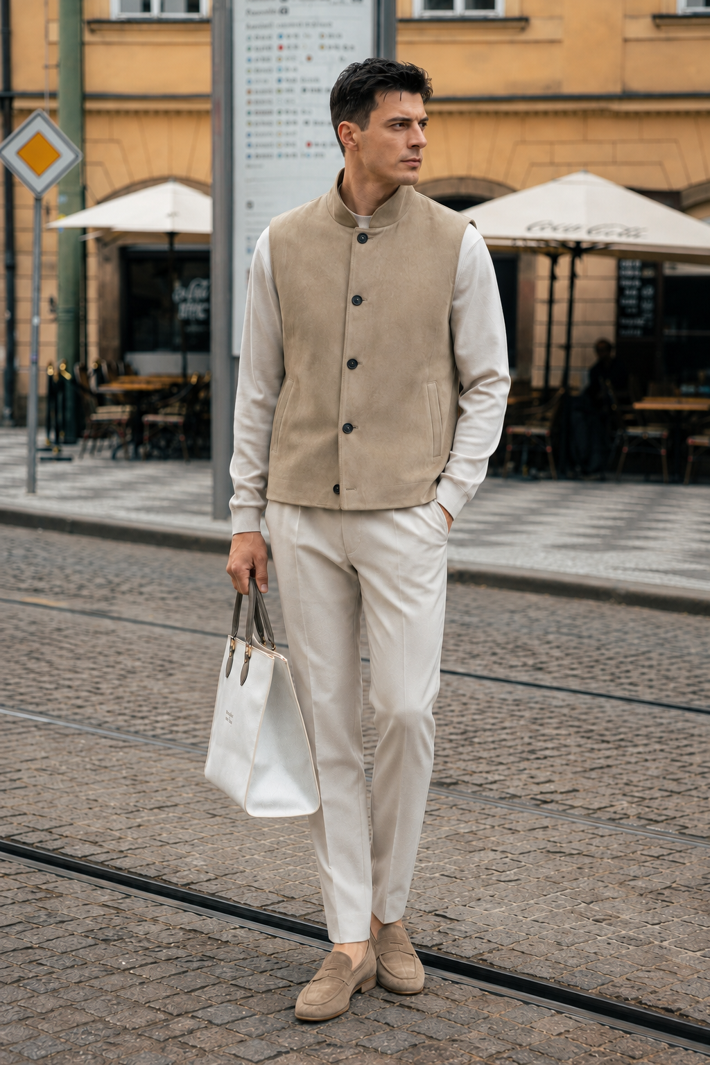 Suede Stand-Collar Vest