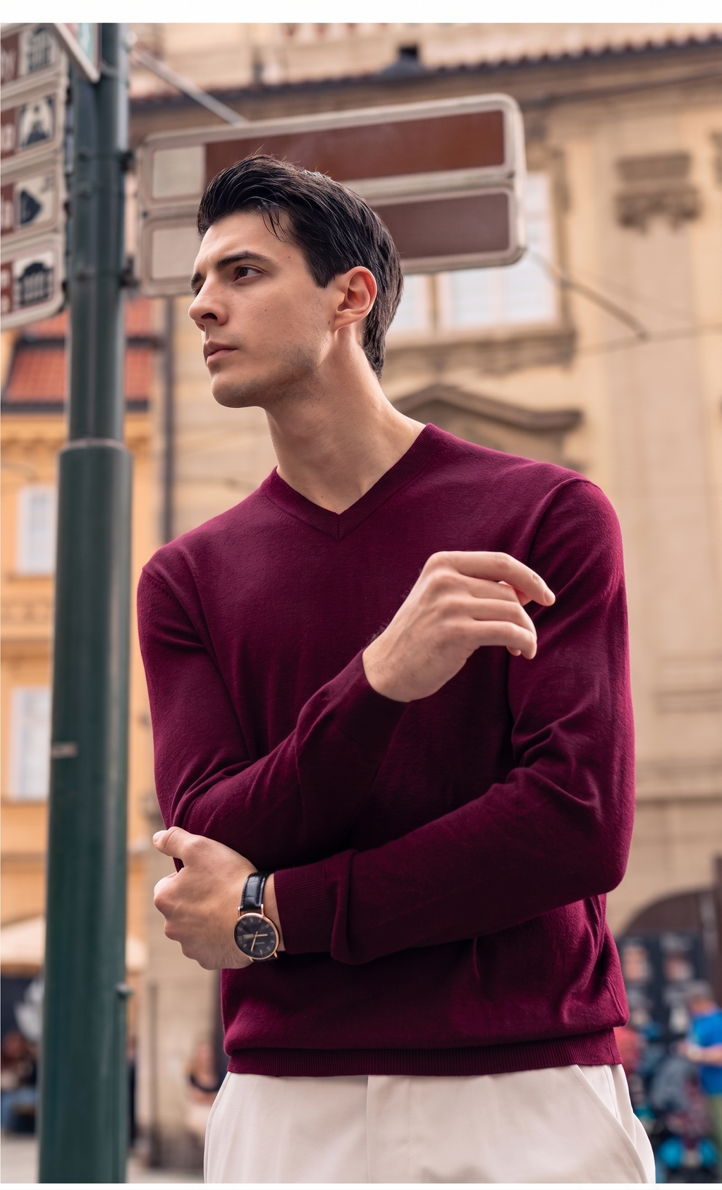 V-Neck Fine Wool Sweater