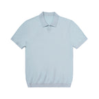 Waffle Texture Open Collar Knit Polo