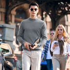100% Merino Wool Mock Neck Sweater for Men | Soft Premium Knit Pullover