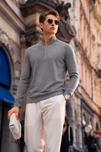 100% Merino Wool Quarter-Zip Sweater