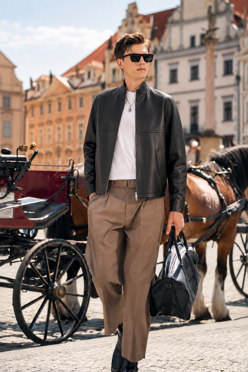 Lambskin Quilted-Collar Leather Jacket
