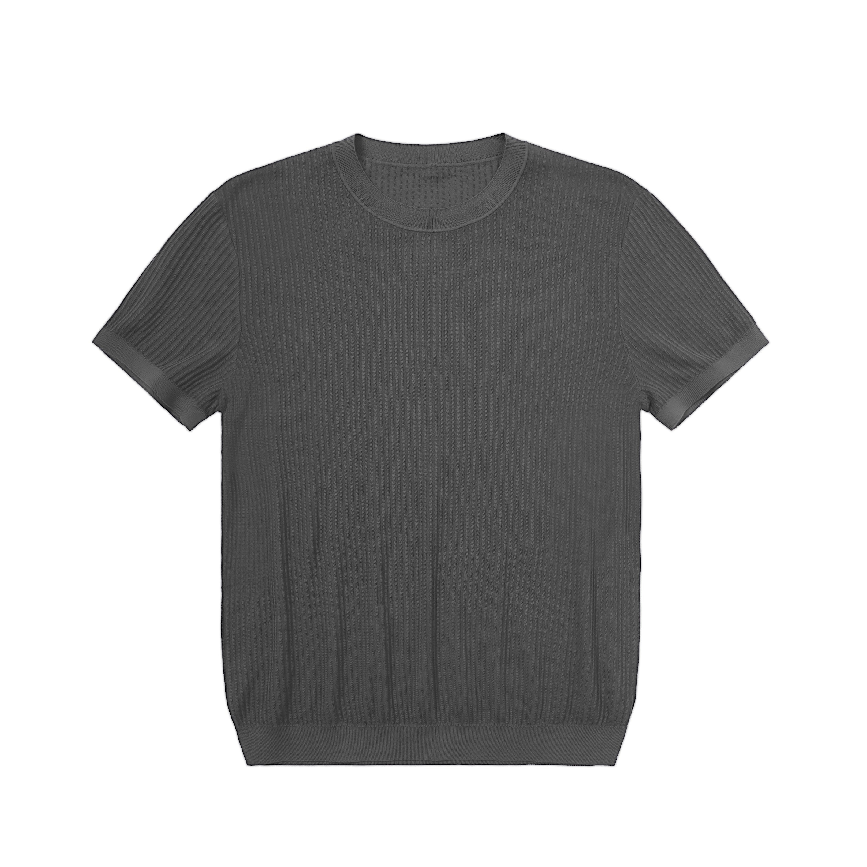 Textured Stripe Cotton Knit T-Shirt