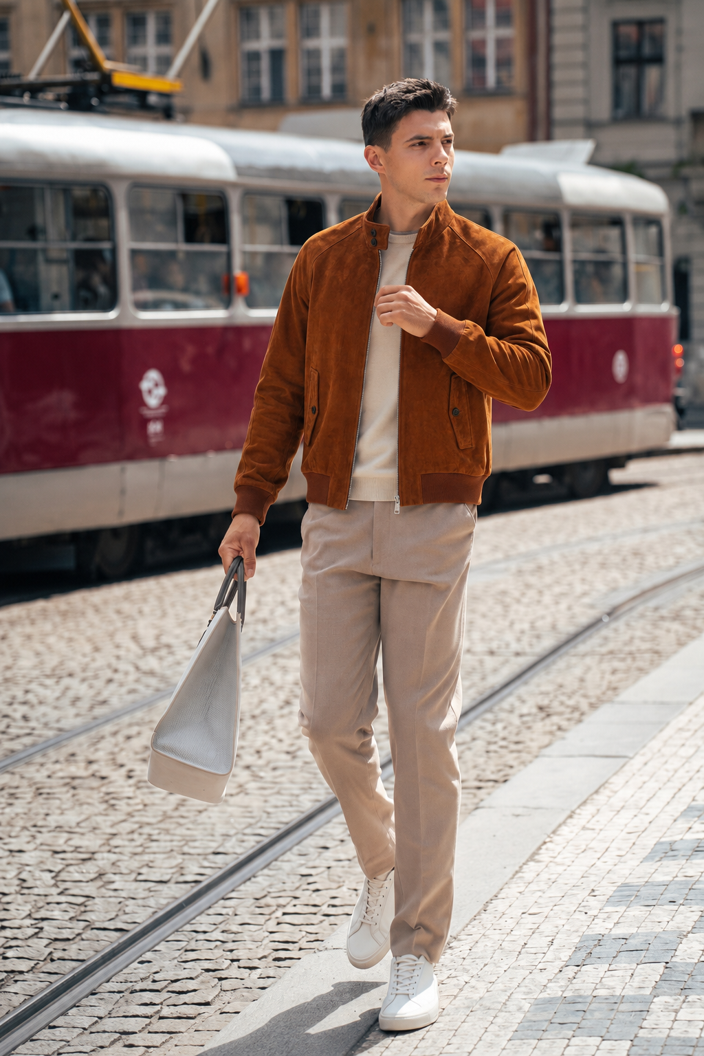 Suede Leather Bomber Jacket