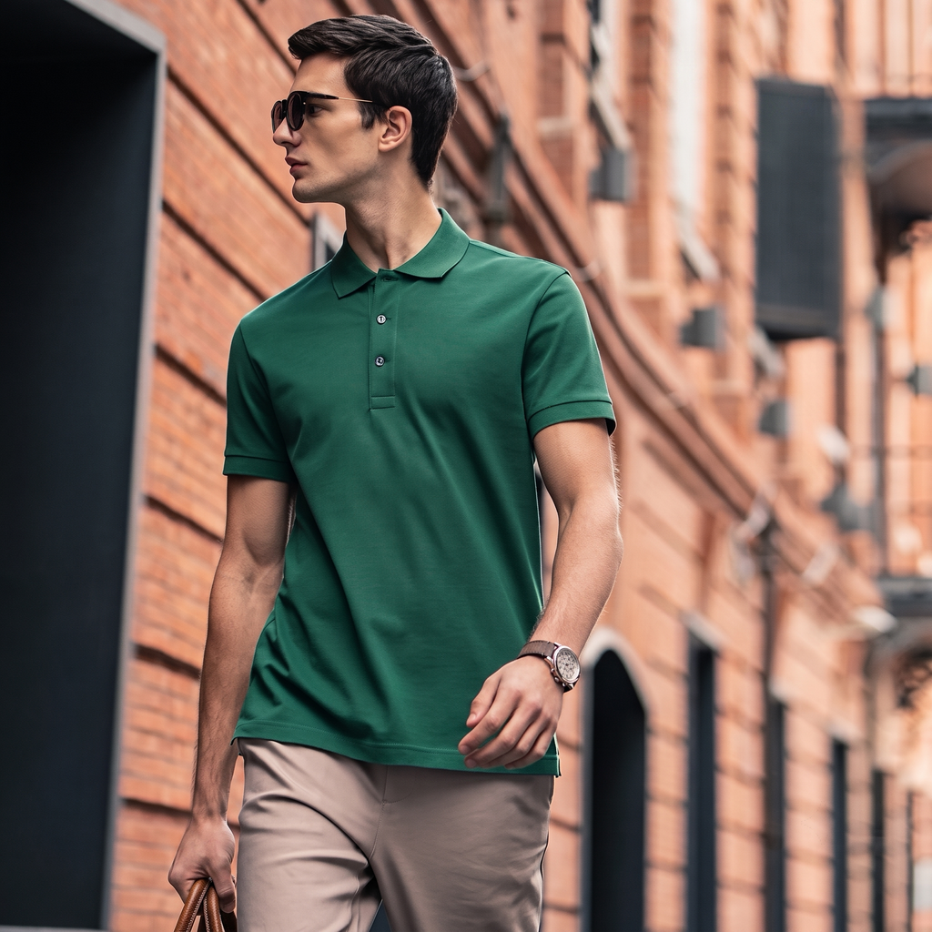 Heather Texture Luxury Three-Button Collared Polo