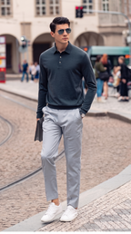 Long Sleeve Wool Polo Sweater