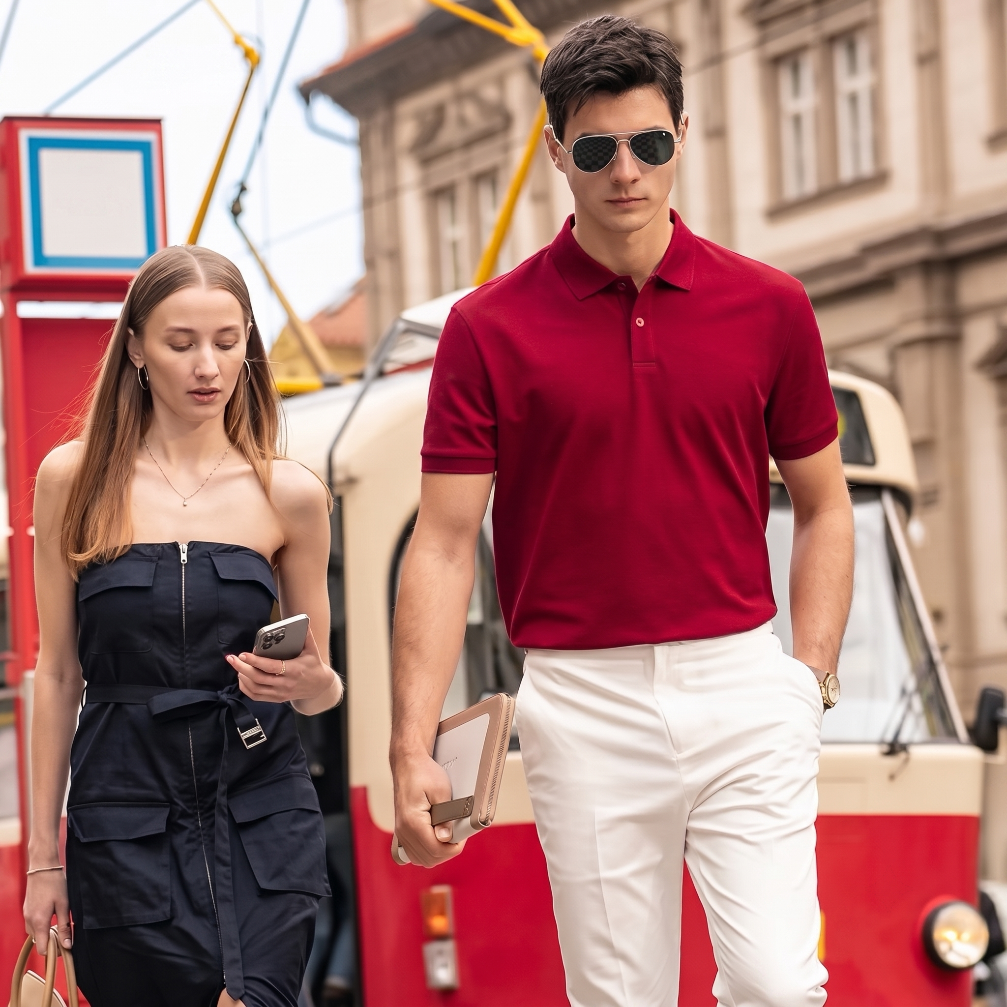 Soft Silhouette Neutral Tone Luxury Men Polo