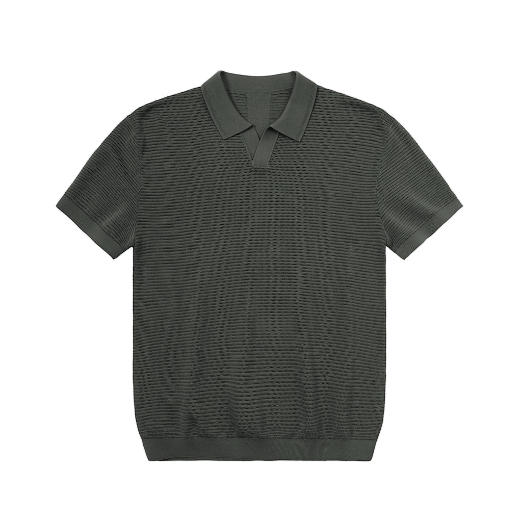 Relaxed Open-Collar Knit Polo