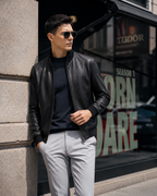 Lambskin Leather Bomber Jacket