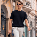 Cotton-Silk Cable Knit Crewneck