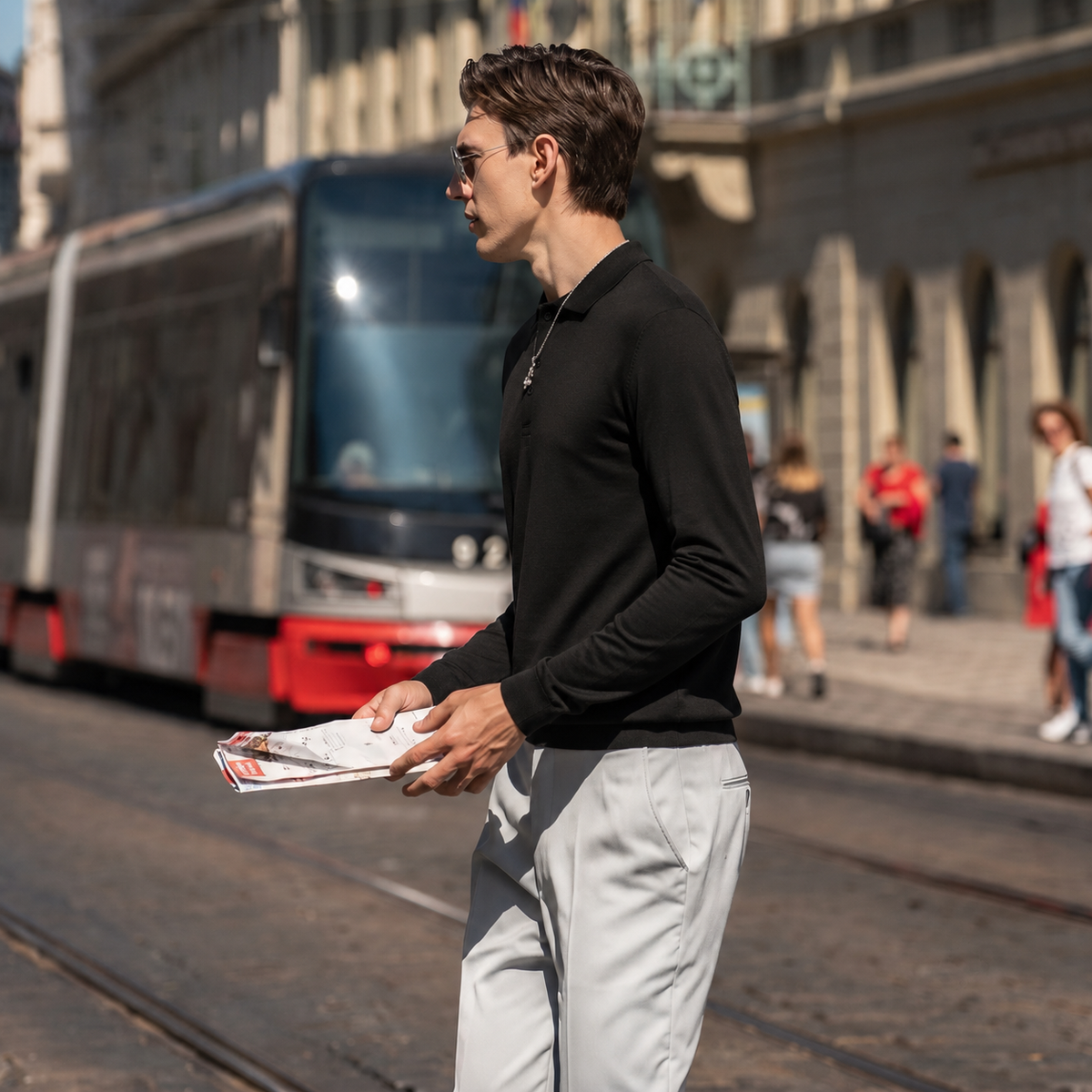 Wool-Cashmere Long-Sleeve Polo