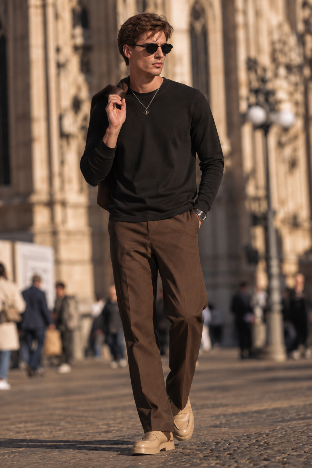 Luxe Cotton Modal Spandex Blend Men’s Long Sleeve Crew Neck Top, Silky Smooth Stretch Breathable Everyday Layering Essential