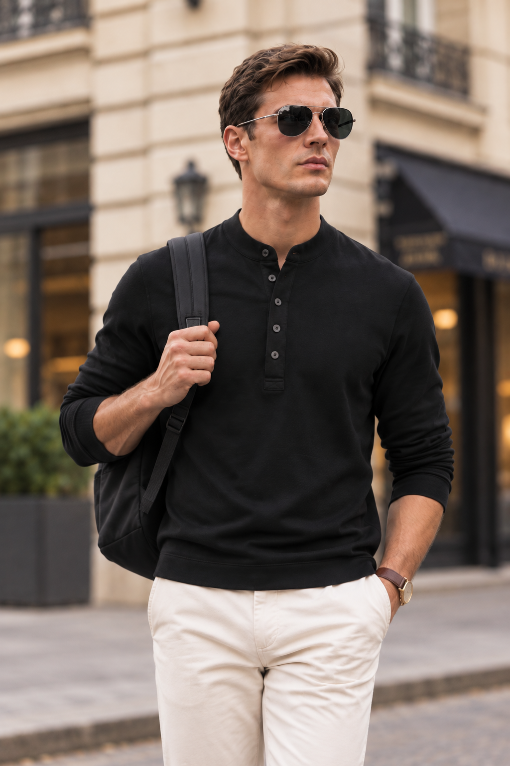 Boveme Premium Cotton Silk Cashmere Blend Men’s Crew Neck Long Sleeve Base Layer, Ultra Soft Breathable Understated Quiet Luxury Versatile Layering Top