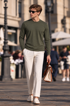 Luxe Cotton Modal Spandex Blend Men’s Long Sleeve Crew Neck Top, Silky Smooth Stretch Breathable Everyday Layering Essential