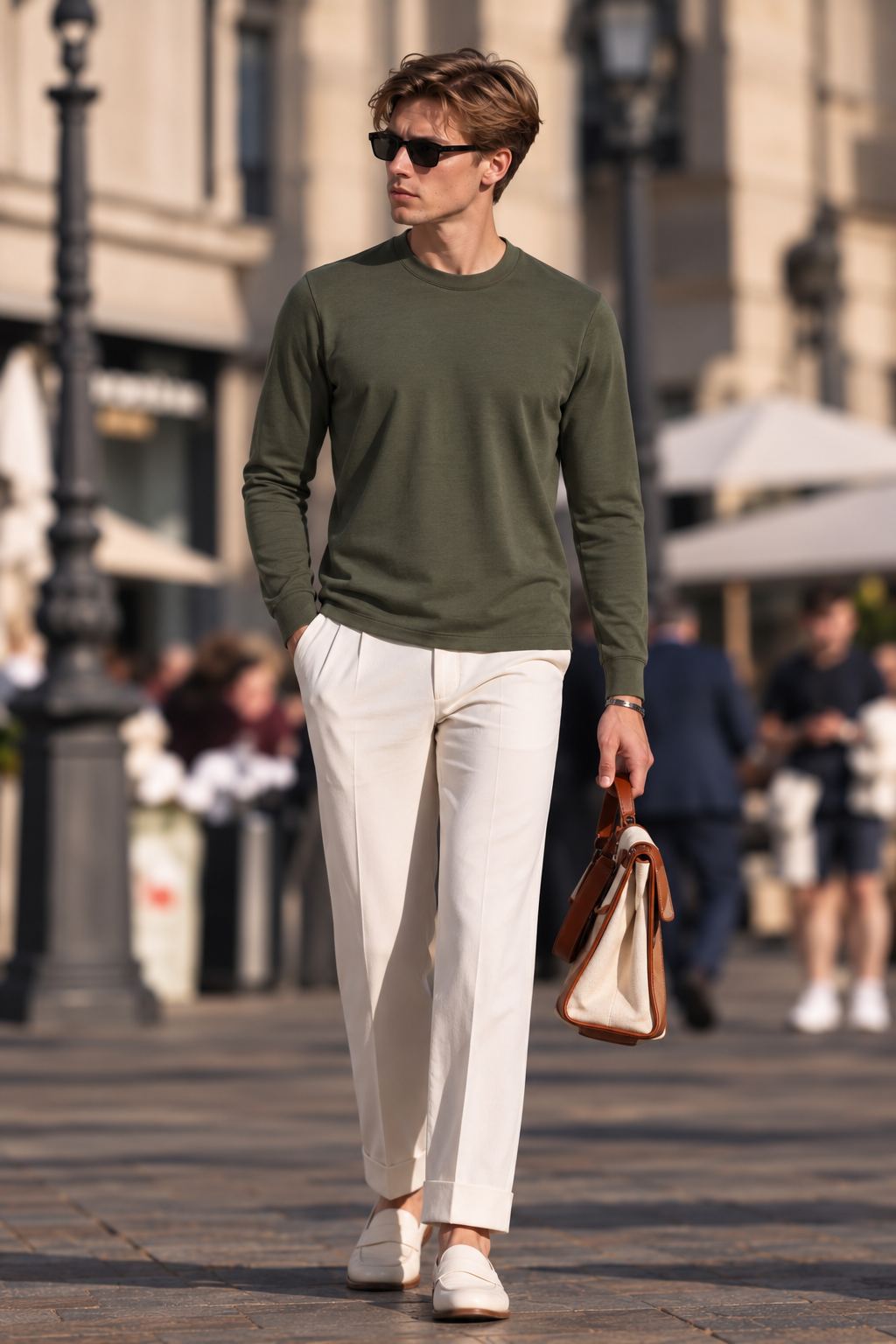 Luxe Cotton Modal Spandex Blend Men’s Long Sleeve Crew Neck Top, Silky Smooth Stretch Breathable Everyday Layering Essential